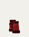 Gushlow And Cole  Fingerless Shearling Mittens In Burgundy