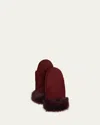 Gushlow And Cole  Full Palm Toscana Trimmed Shearling Mittens In Burgundy