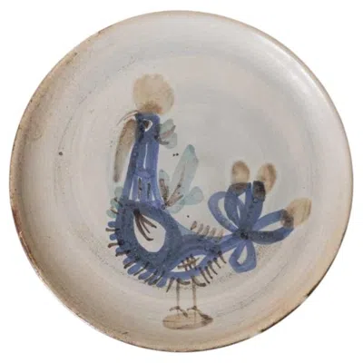 Pre-owned Gustave Reynaud French Ceramic Painted Rooster Plate By  In Gray