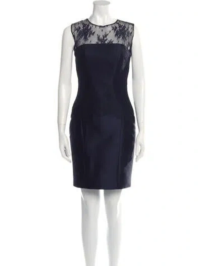 Pre-owned Gustavo Cadile Crew Neck Mini Dress In Blue