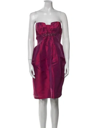 Pre-owned Gustavo Cadile Strapless Knee-length Dress In Pink