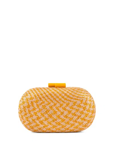 Gustoko Houndstooth Pattern Clutch In Yellow