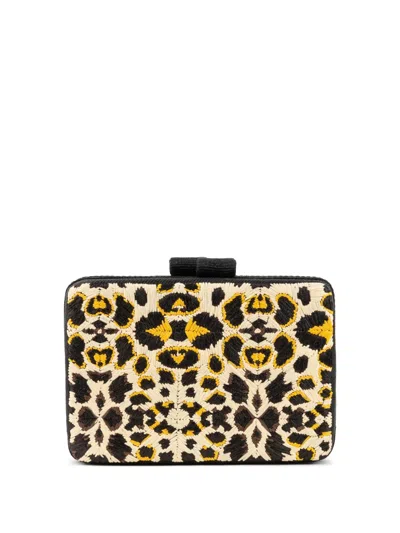 Gustoko Leopard-pattern Clutch In Black