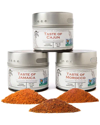 Gustus Vitae Do Not Use  Set Of Three Fiery Flavors Gourmet Seasoning & Rub Tins