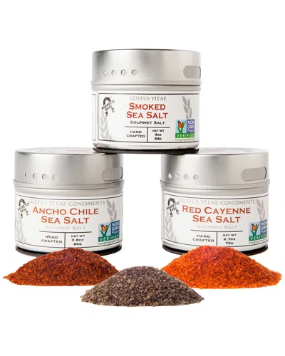 Gustus Vitae Set Of Three Gourmet Grilling Salts Tins