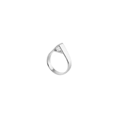Gutta Design Women's White Aim Ring Rhodium Plated In Silver