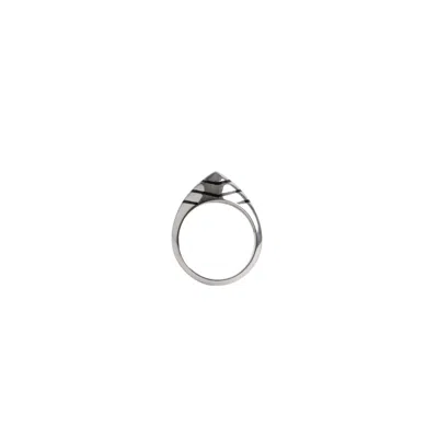 Gutta Design Women's White Dome Ring Rhodium Plated In Silver
