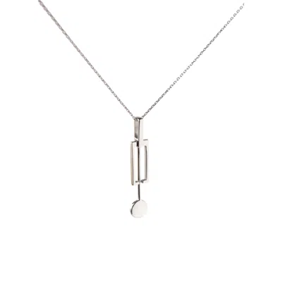 Gutta Design Women's White Tic-toc Necklace Rhodium Plated In Silver