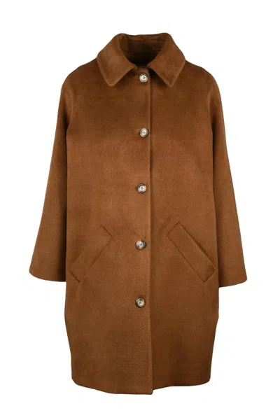 Guttha Brown  Coat With Classic Collar