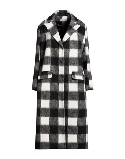 Guttha Woman Coat Charcoal Size 12 Acrylic, Polyester, Wool In Multi