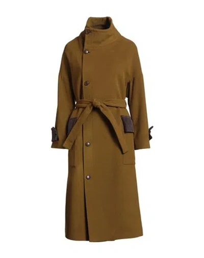 Guttha Woman Coat Khaki Size 6 Polyester, Nylon In Brown