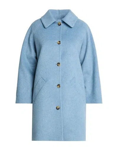 Guttha Woman Coat Light Blue Size 12 Acrylic, Synthetic Fibers, Wool, Alpaca Wool, Mohair Wool