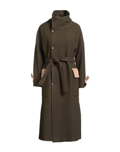 Guttha Woman Coat Military Green Size 6 Polyester, Nylon In Brown