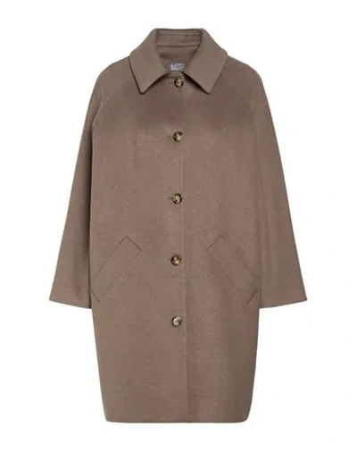 Guttha Woman Coat Taupe Size 8 Acrylic, Synthetic Fibers, Wool, Alpaca Wool, Mohair Wool In Brown