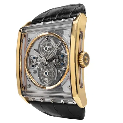 Pre-owned Guy Ellia 18 Karat Rose Gold Tourbillon Zephyr Skeleton Watch In Red
