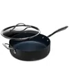 Guy Fieri 's Flavortown Hard-anodized Laser Titanium Aluminum 5-qt. Saute Pan With Lid In Charcoal