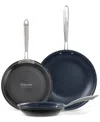 Guy Fieri Flavortown Hard-anodized Laser Titanium Frypans, Set Of 3 In Grey