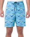 Guy Harvey Men's Scribble Fish Drawstring 7" Surf Shorts In Beach Glass