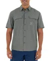 Guy Harvey Men's Short Sleeve Heathered Fishing Shirt In Charcoal