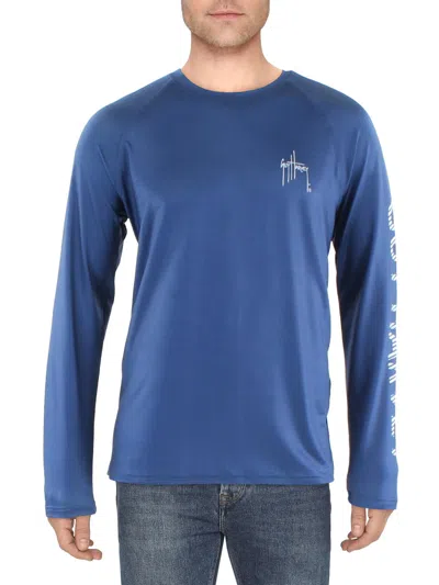 Guy Harvey Mens Moisture Wicking Raglan Sleeve T-shirt In Blue