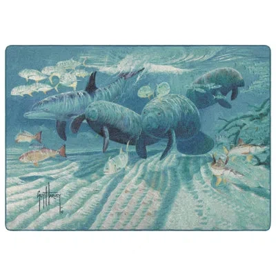 Guy Harvey Rivermates Manatee Area Rug In Blue;teal