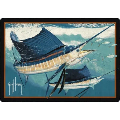 Guy Harvey Sailfish Area Rug In Blue;navy