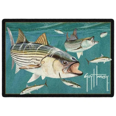 Guy Harvey Striped Bass Area Rug In Blue;navy