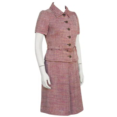 Pre-owned Guy Laroche 1960's  Tweed Skirt Suit In Brown
