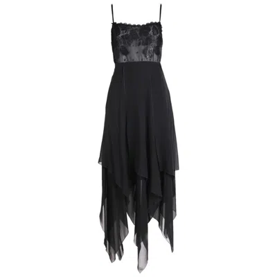 Pre-owned Guy Laroche 1970's  Black Lace Camisole & Chiffon Skirt Ensemble