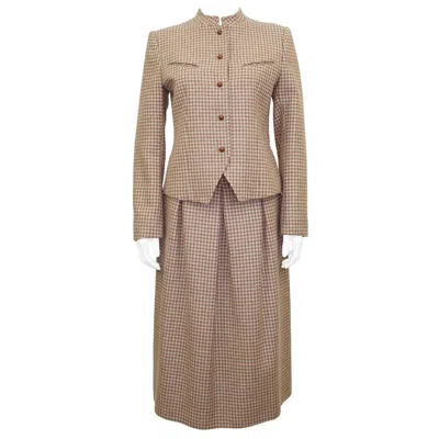 Pre-owned Guy Laroche 1970's  Brown Plaid Skirt Suit