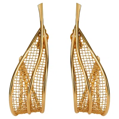 Pre-owned Guy Laroche 1992 Runway  Haute Couture Gold Exaggerated Hoop Earrings In Multi