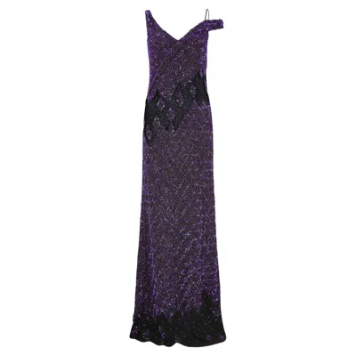 Pre-owned Guy Laroche 2007 Runway  Purple Sequin Maxi Dress