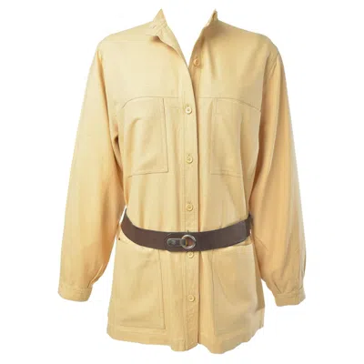 Pre-owned Guy Laroche A French Safari Yellow Saharienne Blouse By  Paris Circa 1975-1980