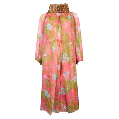 Pre-owned Guy Laroche A  Set In Printed Silk Crepe - French Circa 1965 In Orange