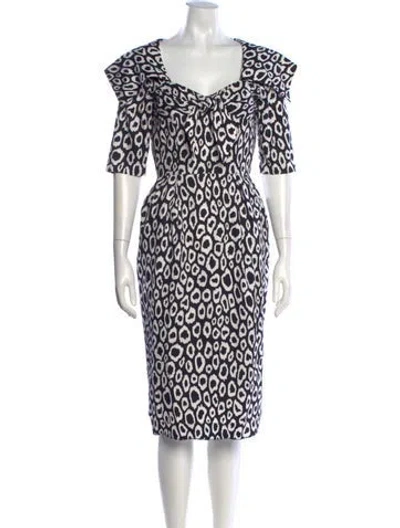 Pre-owned Guy Laroche Animal Print Knee-length Dress In Black