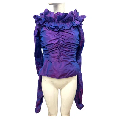 Pre-owned Guy Laroche Archival 1980's Purple Silk Long Sleeve Top