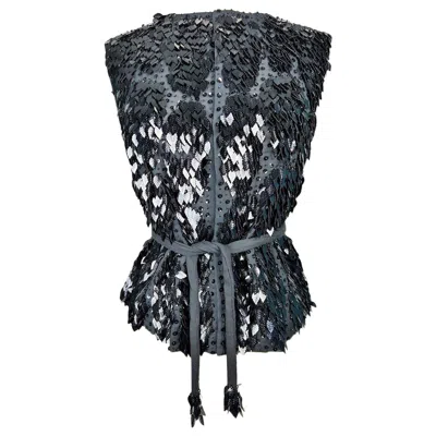 Pre-owned Guy Laroche Black Bolero Embroidered With Sequins - France Circa 1980