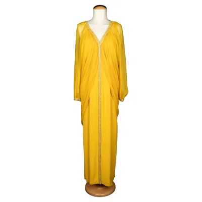 Pre-owned Guy Laroche Dress Haute Couture 1978s In Yellow
