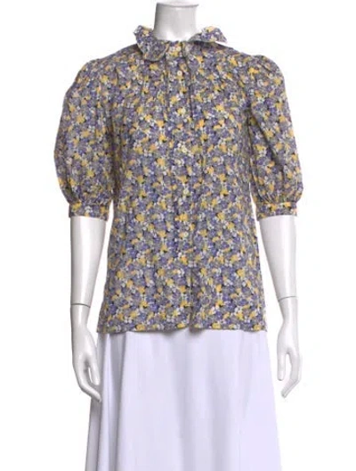 Pre-owned Guy Laroche Floral Print Three-quarter Sleeve Blouse In Multi
