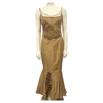 Pre-owned Guy Laroche F/w 2002 Rare Silk Maxi Dress By Laetitia Hecht In Brown