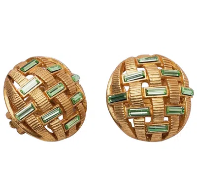 Pre-owned Guy Laroche Gilted Metal Clip-on Earrings In Multi