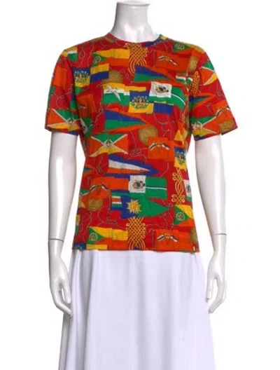 Pre-owned Guy Laroche Graphic Print Crew Neck T-shirt In Red