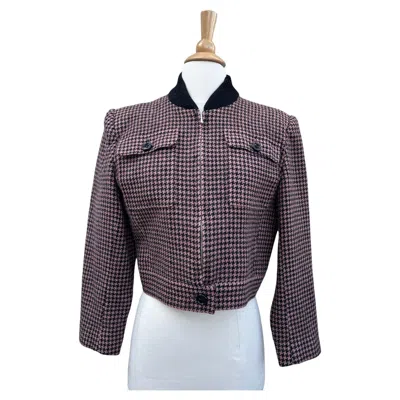Pre-owned Guy Laroche Houndstooth Jacket, Circa 1980s In Black