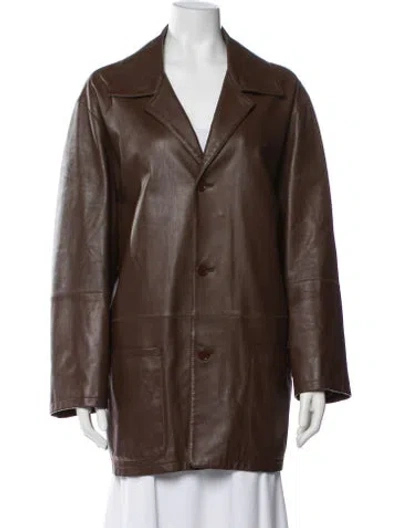 Pre-owned Guy Laroche Lamb Leather Blazer In Brown