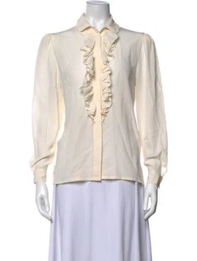 Pre-owned Guy Laroche Long Sleeve Blouse In Neutrals