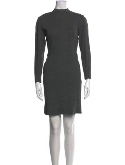 Pre-owned Guy Laroche Mock Neck Knee-length Dress In Grey