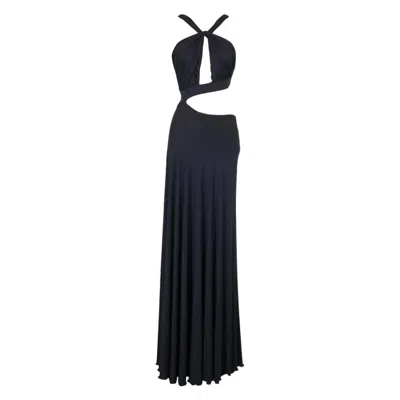Pre-owned Guy Laroche Navy Blue Jersey Asymmetrical Dress, 2007