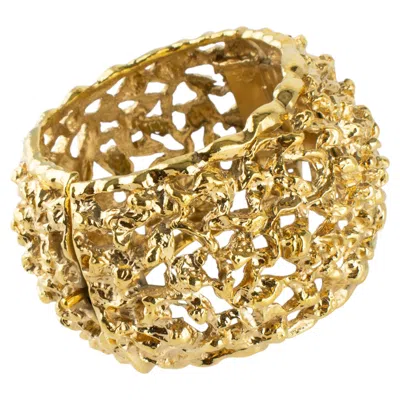 Pre-owned Guy Laroche Paris Brutalist Gilded Metal Clamper Bracelet In Multiple