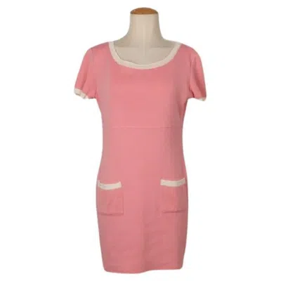 Pre-owned Guy Laroche Pink And White Cotton Dress