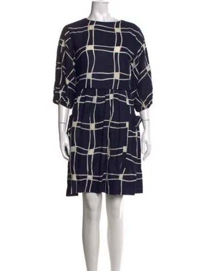 Pre-owned Guy Laroche Plaid Print Mini Dress In Blue